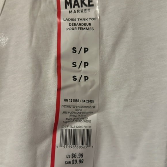 Ladies white tank top by Make Market size small! - Picture 2 of 3